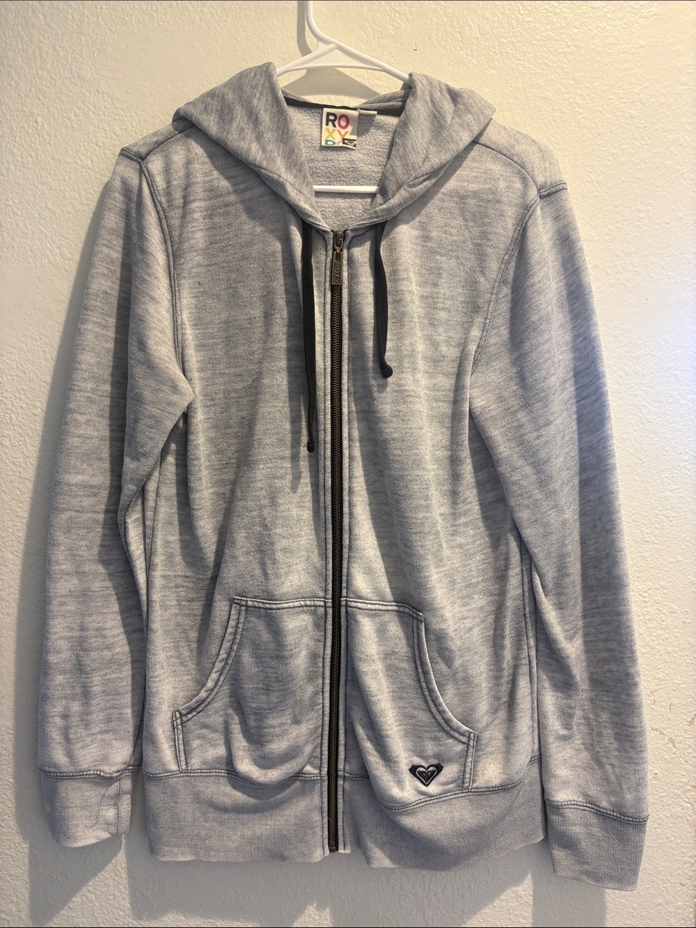 Vintage Roxy Heather Gray Full-Zip Hoodie
